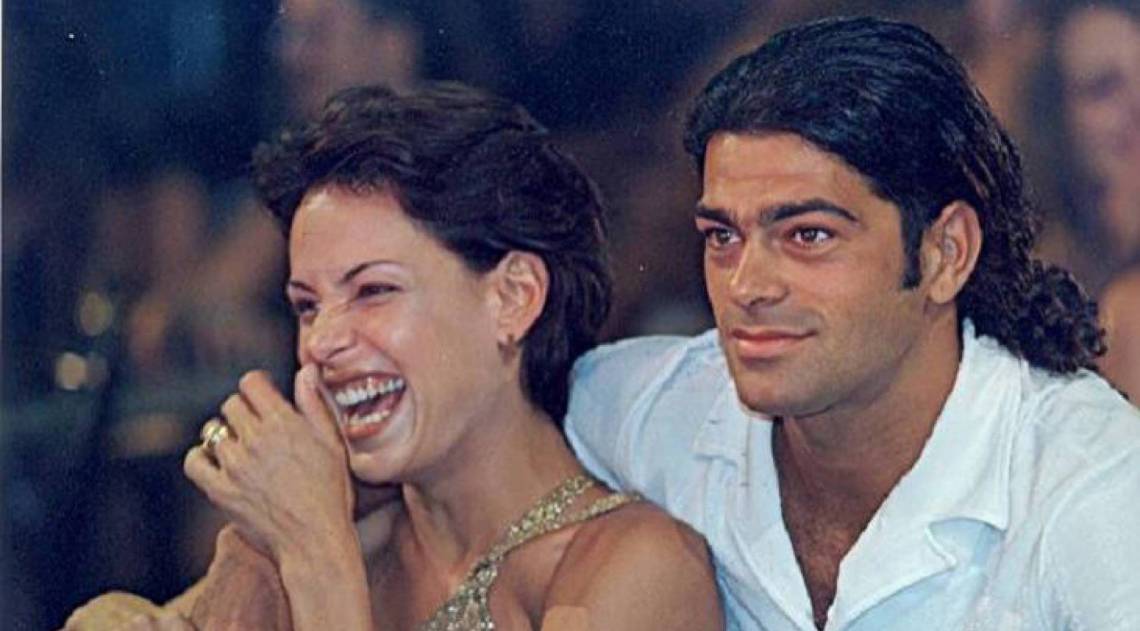 Carolina Ferraz como Milena e Eduardo Moscovis como Nando em cena da novela Por Amor, de 1997 - Divulgação / TV Globo