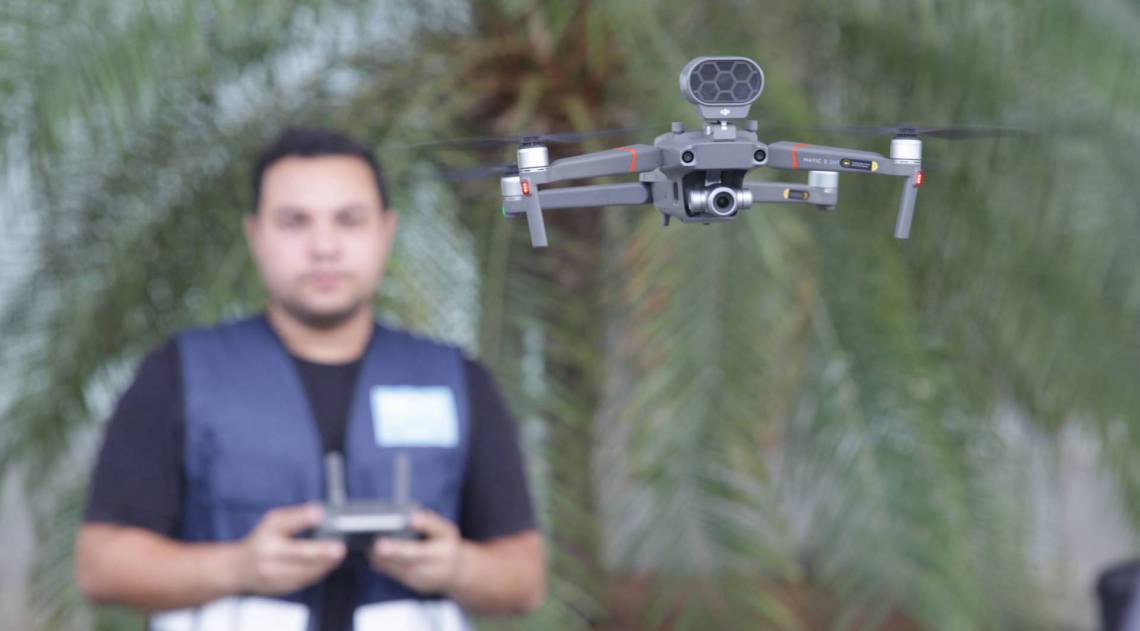 Apresenta&ccedil;&atilde;o do drone da prefeitura,  Riocentro. Equipamento voa em um raio de at&eacute; 2 quil&ocirc;metros