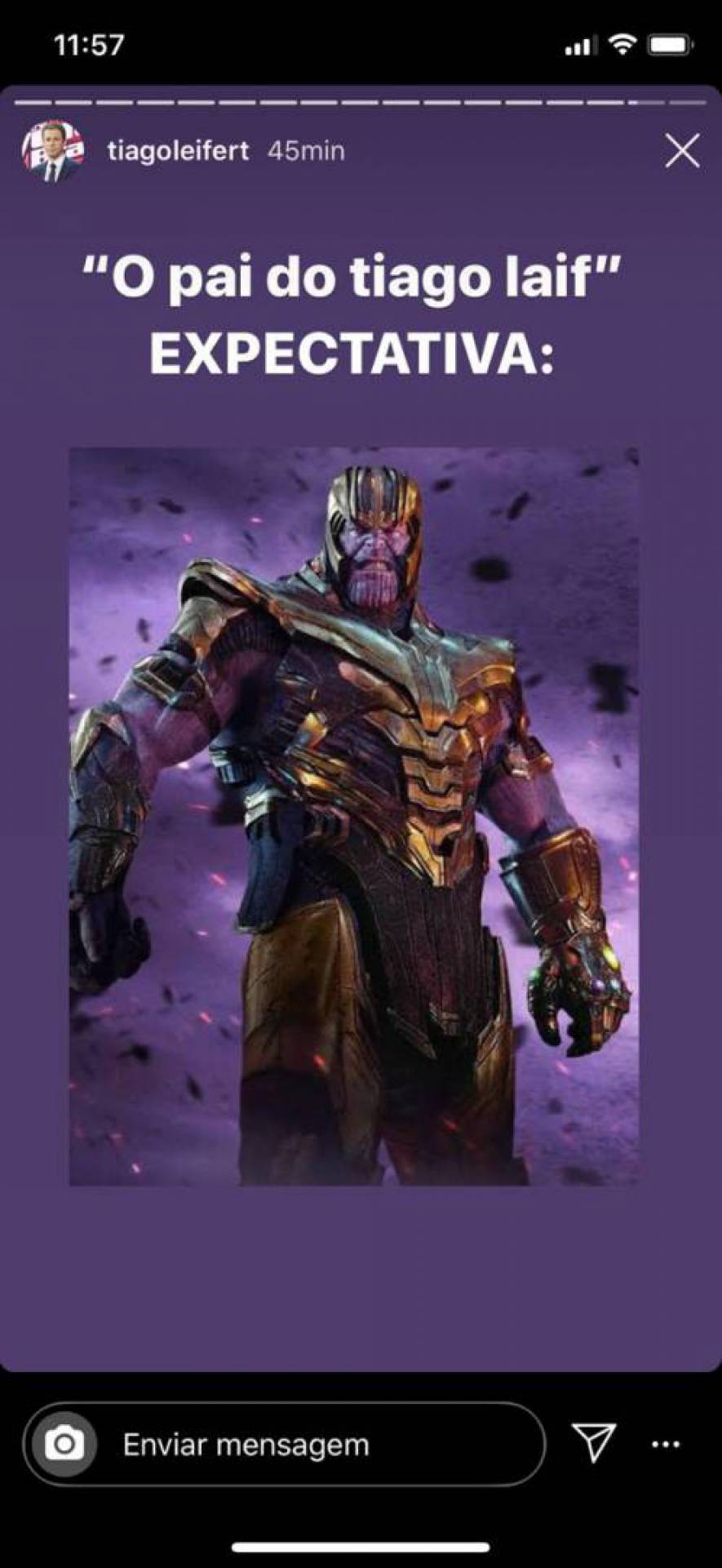 Numa brincadeira, Tiago postou como as pessoas veem seu pai