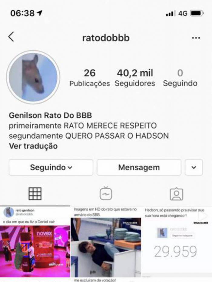 Instagram do rato do BBB