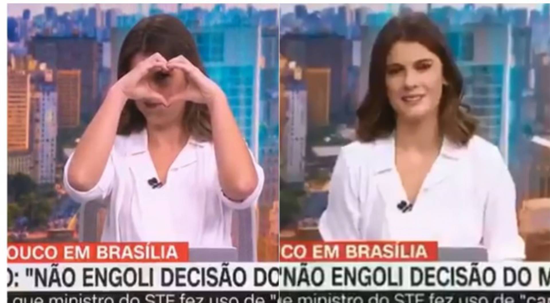 Apresentadora &eacute; flagrada fazendo um cora&ccedil;&atilde;o