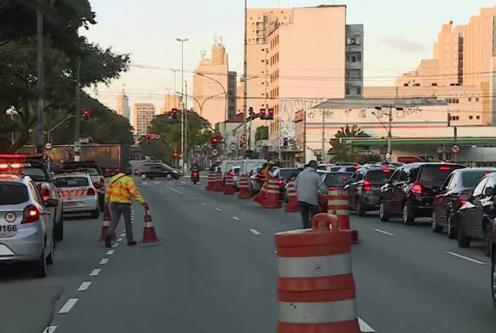 Congestionamento provocado pelos bloqueios na Zona Norte de São Paulo