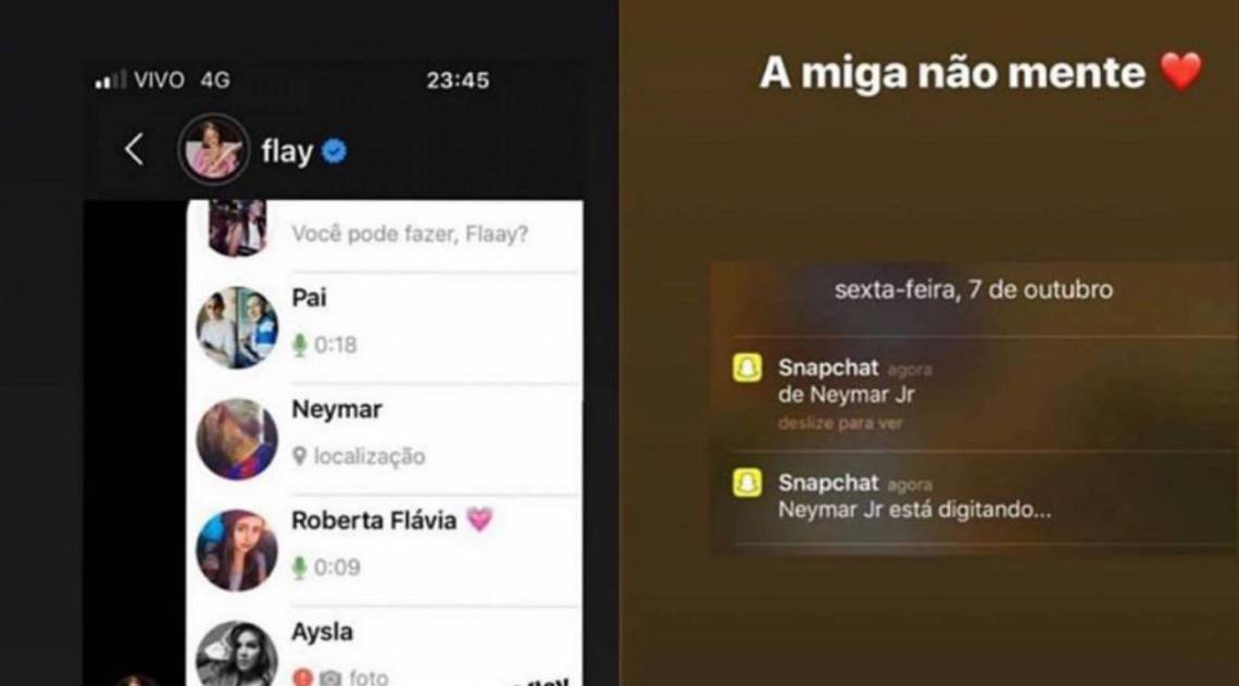  Dani Griff, amiga de Flay, exibe conversas da cantora com Neymar