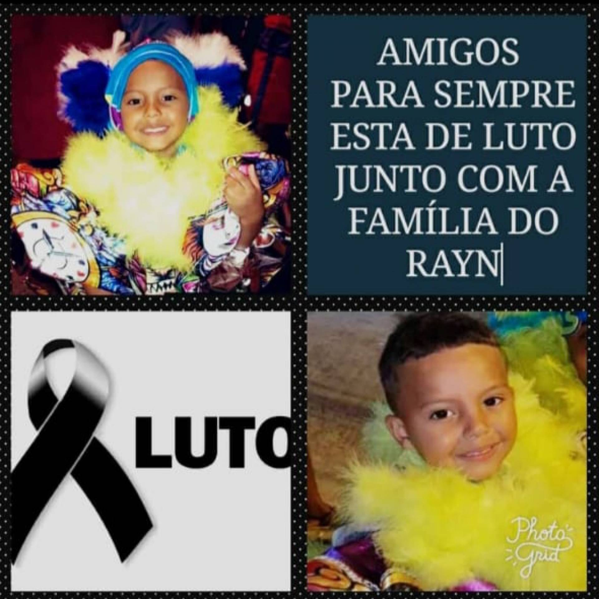 Homenagem ao menino Ryan, de quatro anos, morto por suspeita de covid-19