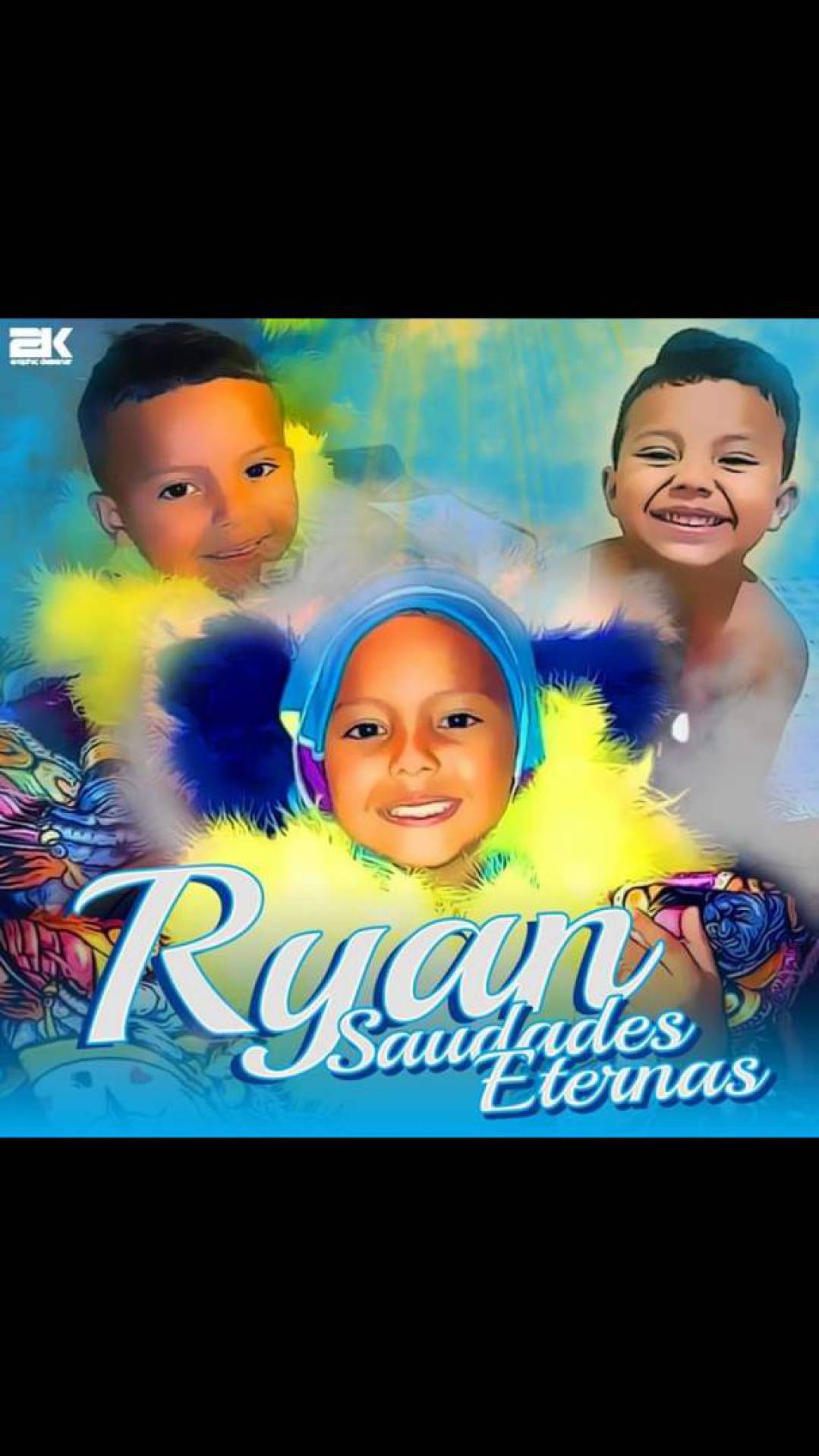 Homenagem ao menino Ryan, de quatro anos, morto por suspeita de covid-19