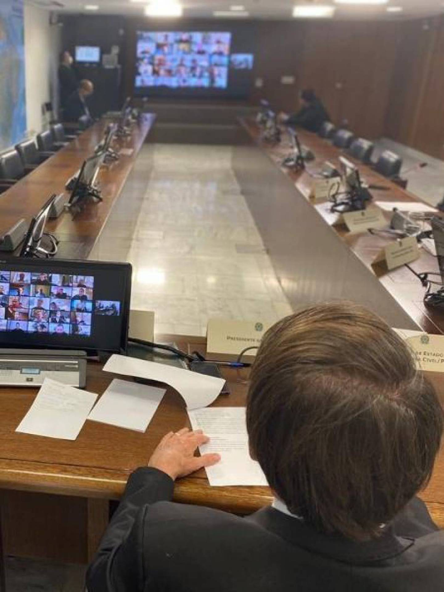 Presidente durante teleconferência - Divulgação