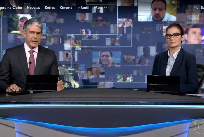 'Jornal Nacional' exibe rostos das vítimas de covid-19 em telão - Reprodução