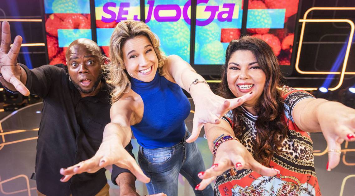 Érico Brás, Fernanda Gentil e Fabiana Karla no Se Joga