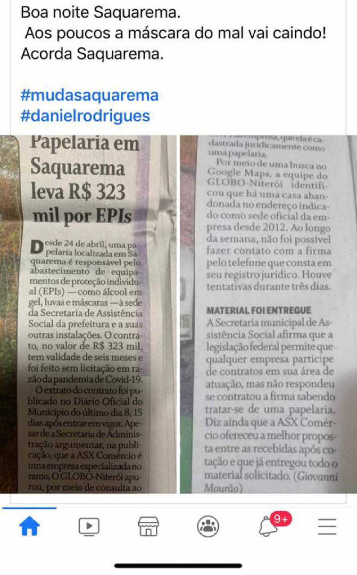 Fake News bagun&ccedil;am a cidade nesse domingo - Facebook