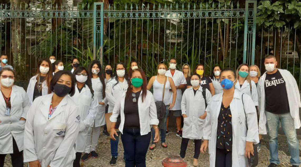 Funcionários de hospitais federais fizeram manifestação contra demissão - Divulgação/ FENASPS