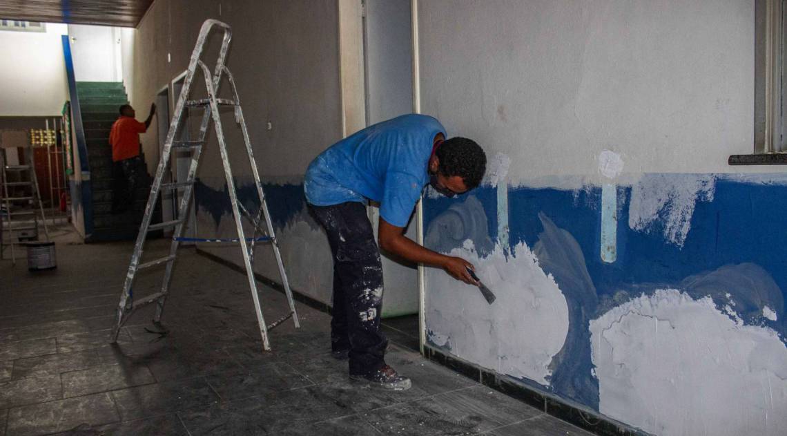 Pequenas reparos também estão sendo feitas na Escola do Palmital - Divulgação/Allexandre Costa