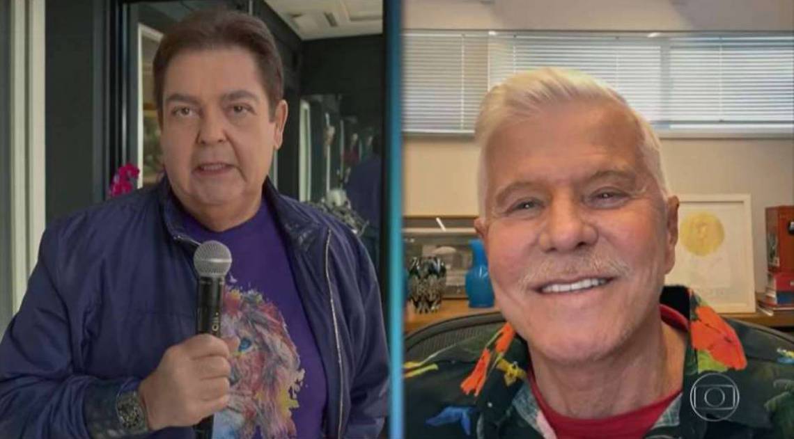Fausto Silva e Miguel Falabella no Domingão