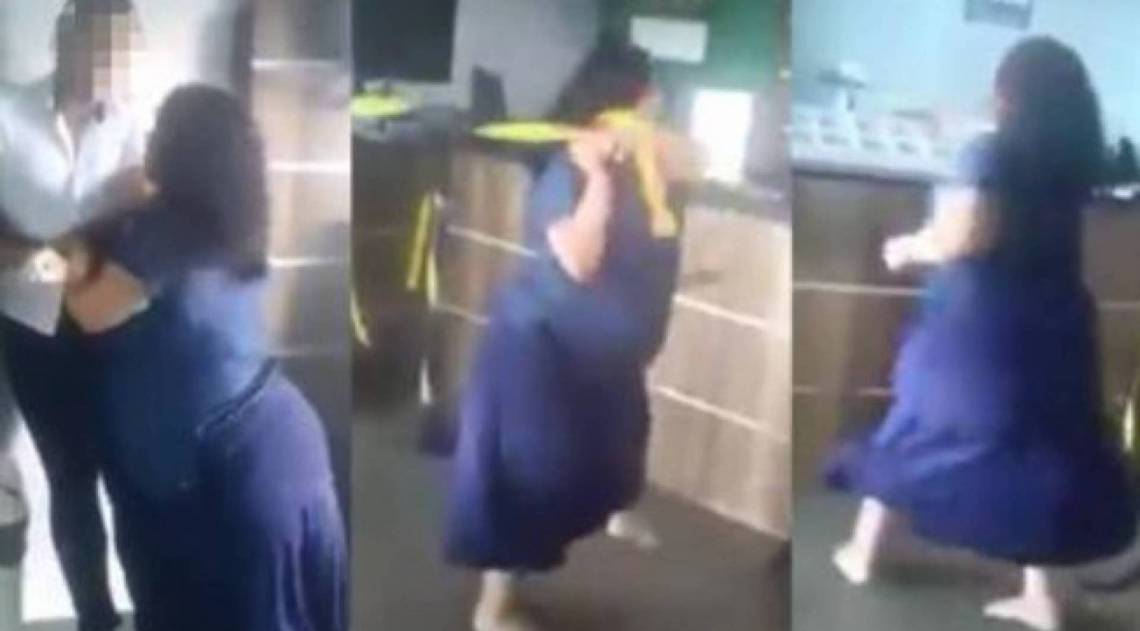 Passageiros registraram em vídeo o momento em que a mulher agrediu um funcionário homossexual - Reprodução de vídeo