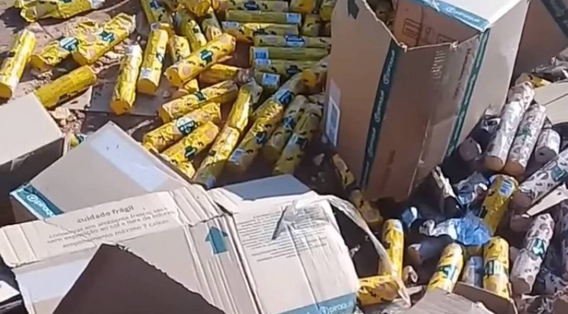 Carga de biscoito tomba em Duque de Caxias - Reprodução