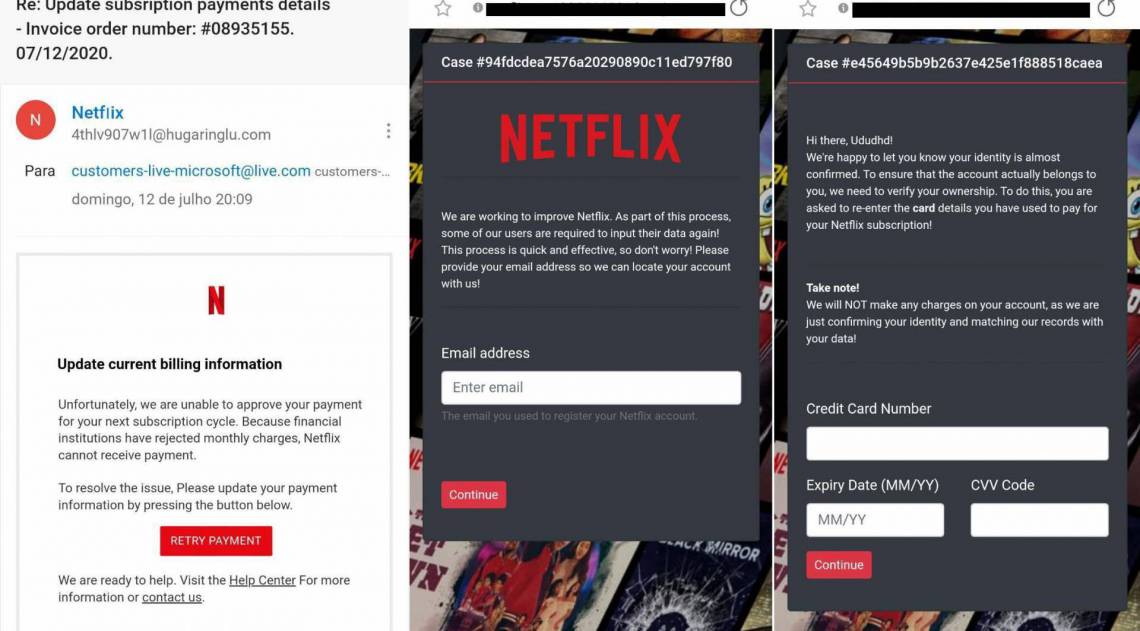 Golpe da Netflix: falso e-mail pede atualização de dados para