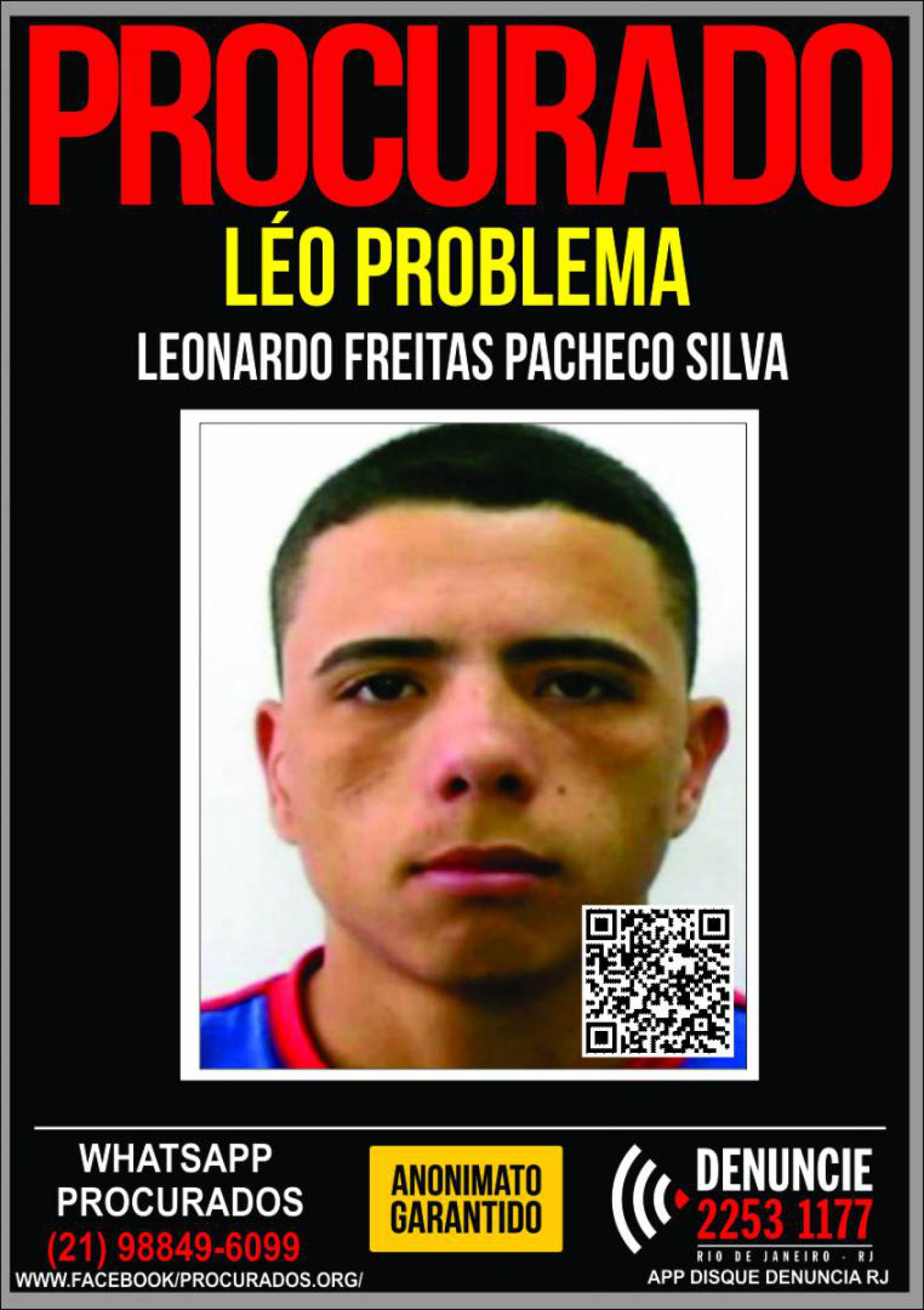 Polícia pede informações que possam levar a prisão de 'Léo Problema', suspeito de liderar milícia da Zona Oeste - Portal dos Procurados / Rlima