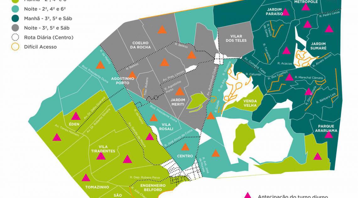Mapa coleta de lixo - São João de Meriti - Mais Verde