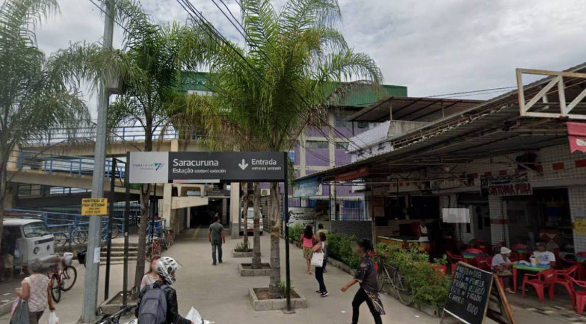 Estação de trem de Saracuruna, em Duque de Caxias - Reprodução Google Maps