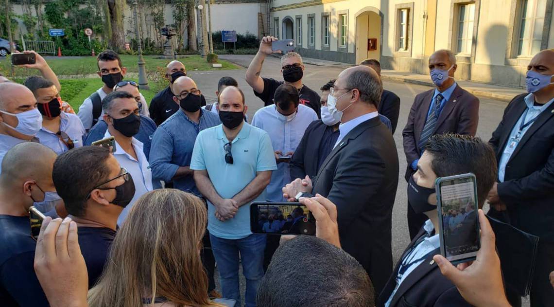 Governador Wilson Witzel recebeu o deputado federal Gurgel e policiais militares no Palácio Guanabara - DIVULGAÃÃO