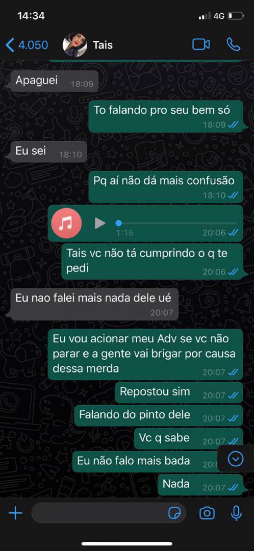 Conversa entre Taís e Aline