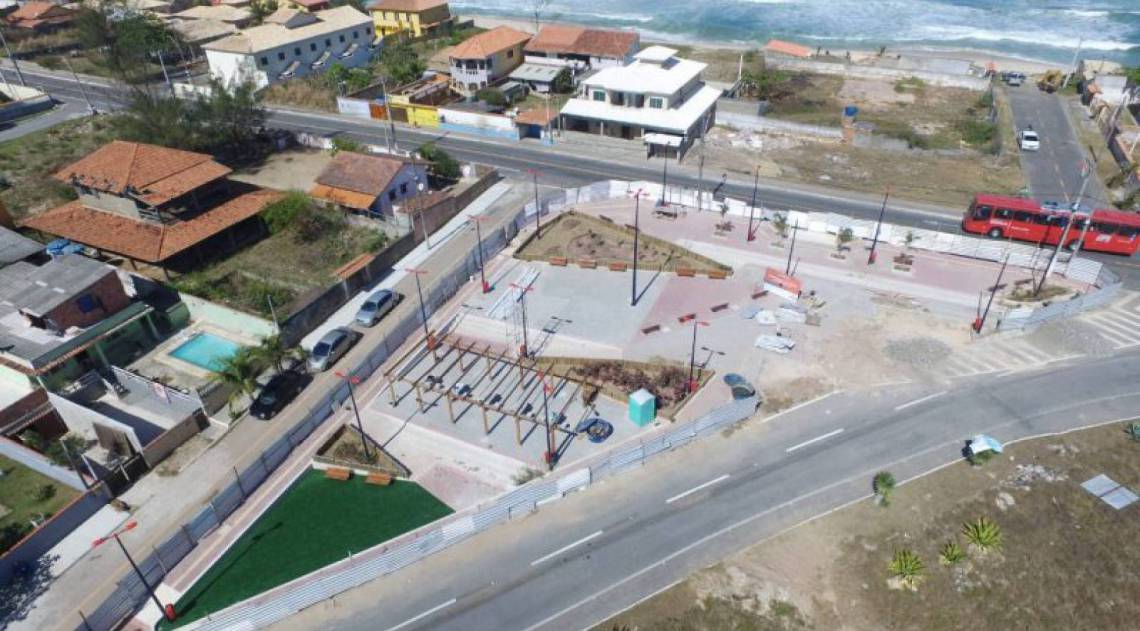 Foto aérea da construção da área de lazer em Guaratiba - Foto: Divulgação