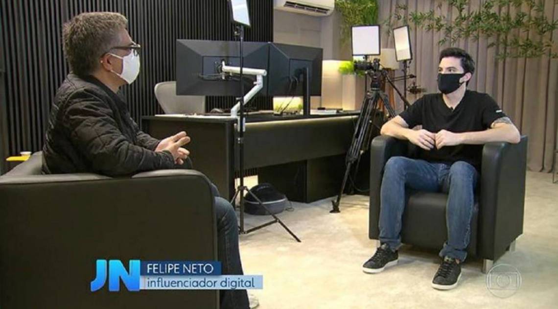 Felipe Neto em entrevista ao Jornal Nacional - Reprodução