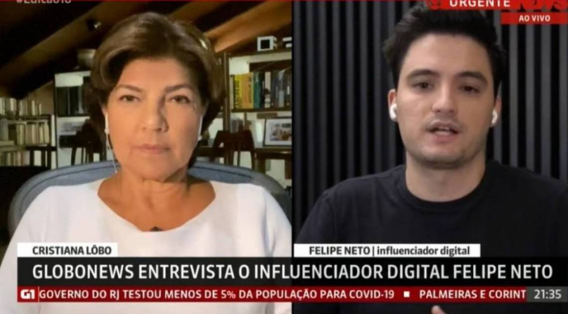 Felipe Neto critica GloboNews e CNN Brasil - Reprodução