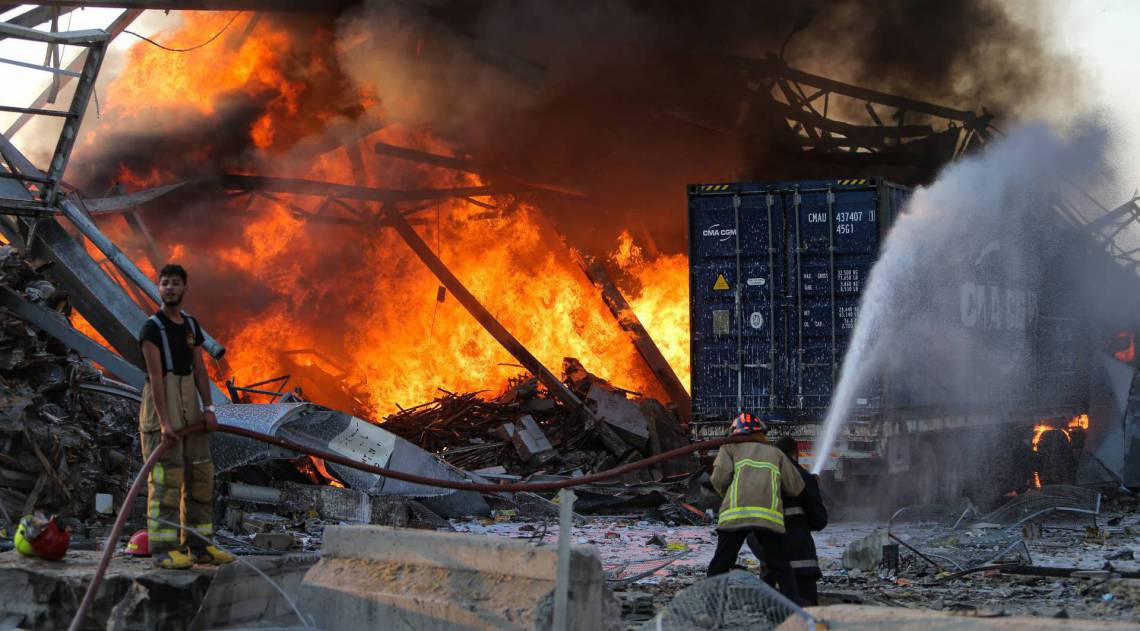 Explos&atilde;o no porto de Beirute, L&iacute;bano - AFP