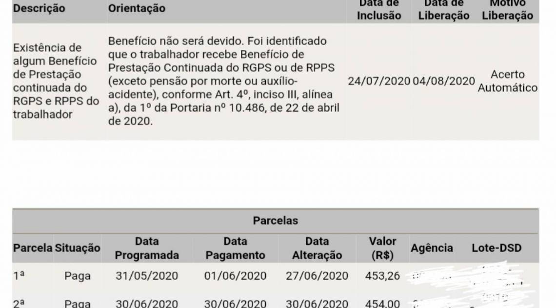 Somente no comprovante do empregador, a funcionária ficou sabendo o motivo do 'sumiço' da 3ª parcela - Reprodução de internet
