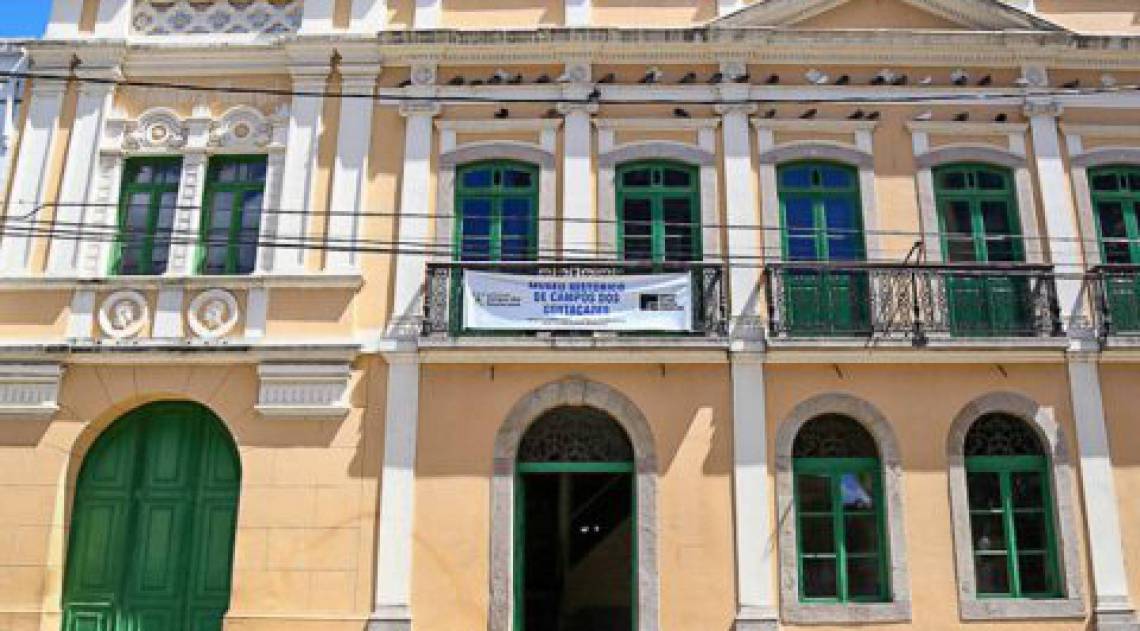 Fachada do Museu Histórico de Campos, que teve o fornecimento de energia suspenso