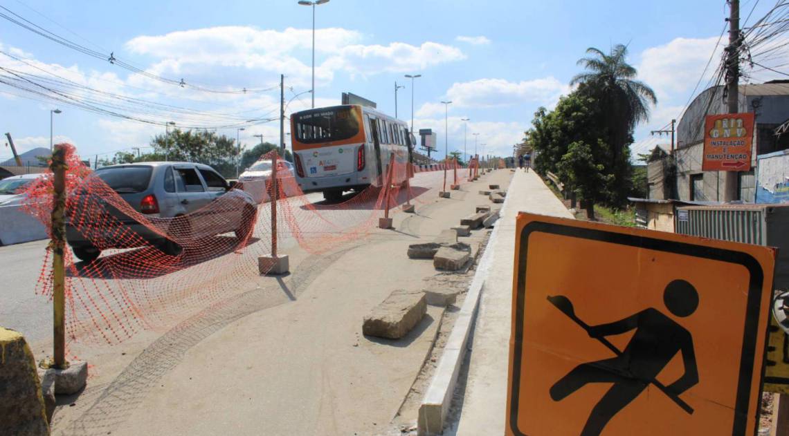 Trechos da ciclovia que estão sob obras em Nova Iguaçu