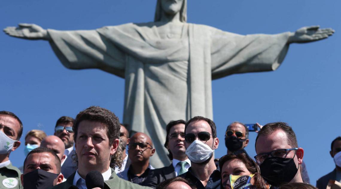Rio,15/08/2020 -COVID-19 -CORONAVIRUS,MORRO DO CORCOVADO, Parque Nacional da Tijuca, reabertura do Cristo Redentor.Na foto, ministro do Meio Ambiente, Ricardo Salles.Foto: Cleber Mendes/Ag&ecirc;ncia O Dia