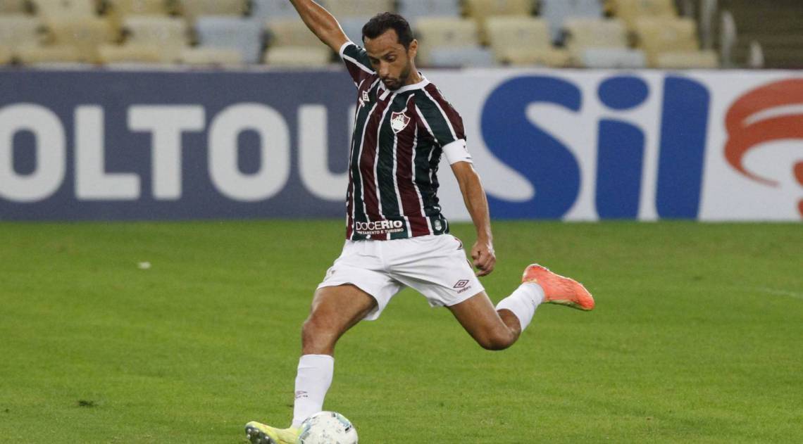 Rio de Janeiro - RJ - 13/08/2020 - Campeonato Brasileiro jogo Fluminense x Internacional, no Maracan&atilde;, na foto gol nene - Foto Gilvan de Souza / Agencia O Dia
