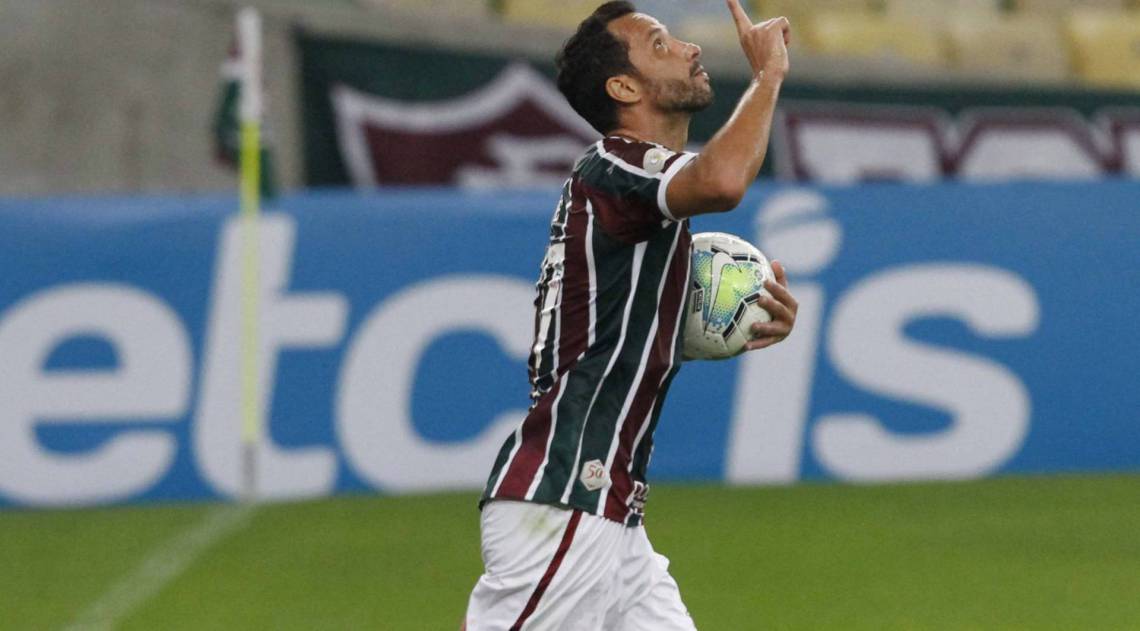 Rio de Janeiro - RJ - 13/08/2020 - Campeonato Brasileiro jogo Fluminense x Internacional, no Maracan&atilde;, na foto gol nene - Foto Gilvan de Souza / Agencia O Dia
