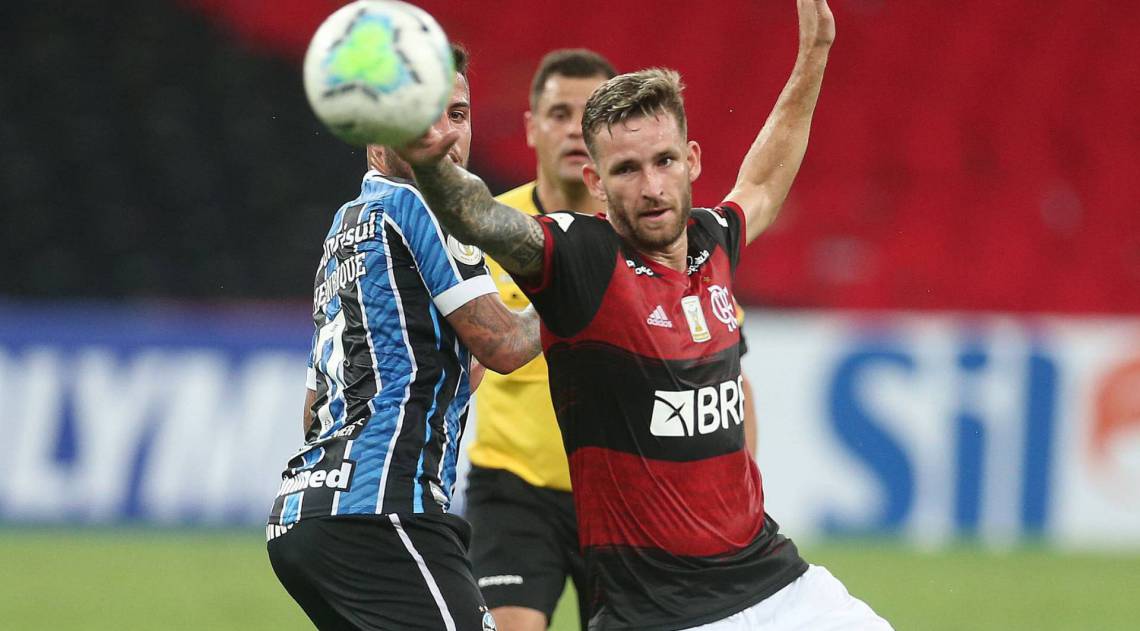 Rio,19/08/2020 -MARACANA- Futebol, Campeonato Brasileiro 2020, Flamengo x Gremio, em jogo v&aacute;lido pela 4&ordf; rodada.Na foto, leo pereira.Foto: Cl&eacute;ber Mendes/Ag&ecirc;ncia O Dia
