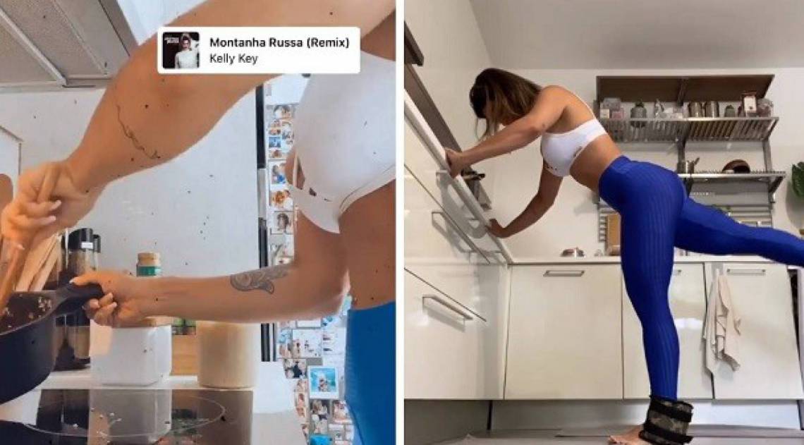 Kelly Key usa caneleira ao cozinhar: 'minha bunda está perdida'
