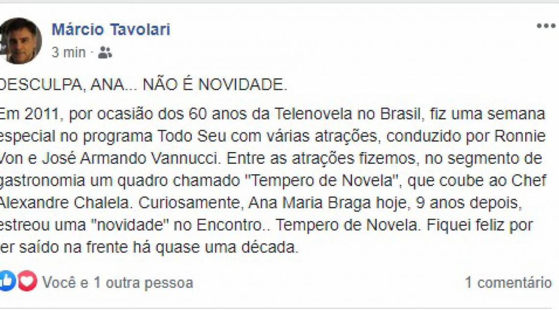 Márcio Tavolari reclamou em suas redes