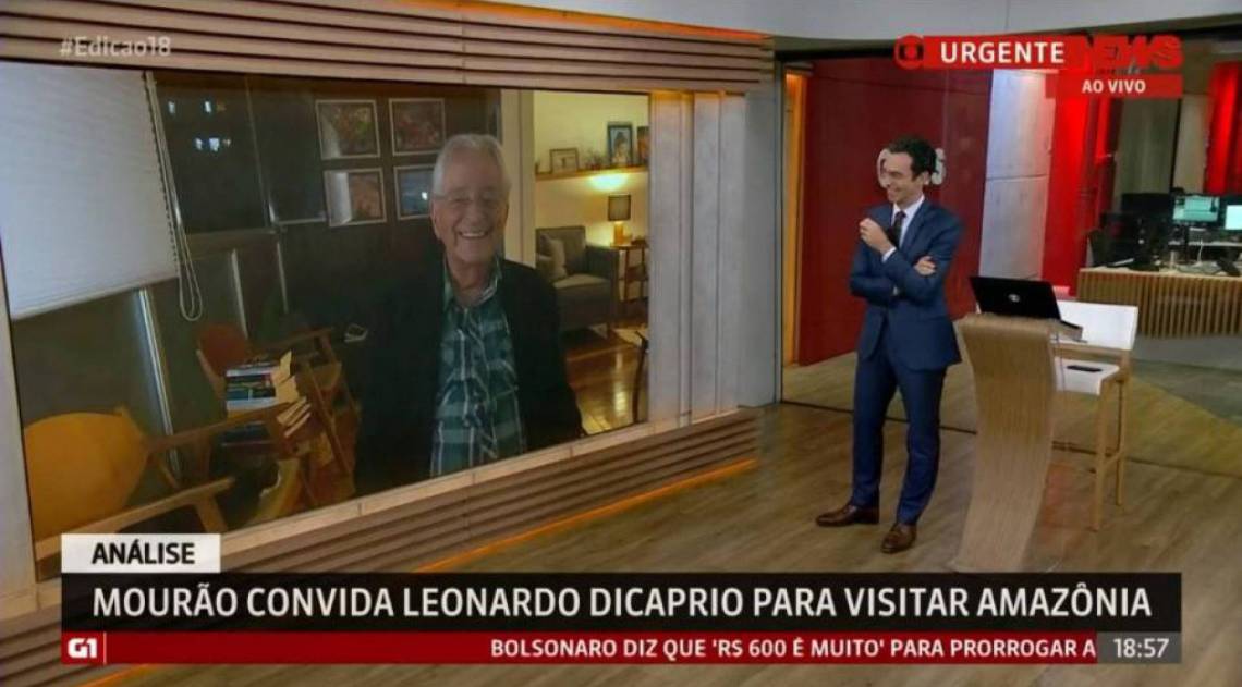 Gabeira e César Tralli discutem convite de Mourão a Leonardo Di Caprio - Reprodução