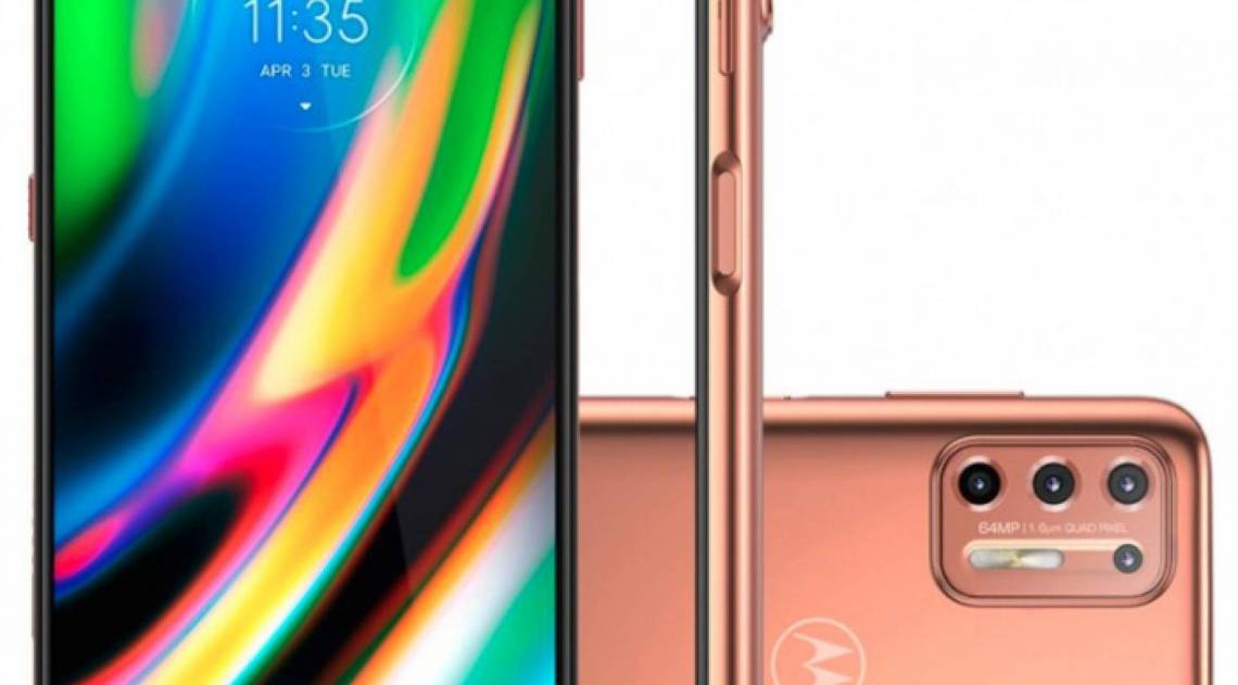 Moto G9 Plus, na cor bronze - Reprodução