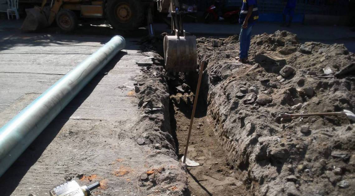 Nova tubulação instalada em Meriti. - Divulgação