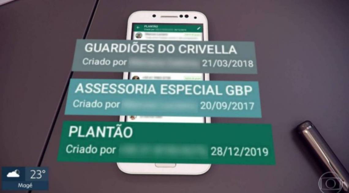 Reportagem de TV exibe tela do WhatsApp com 'Guardiões' - Reprodução / TV Globo