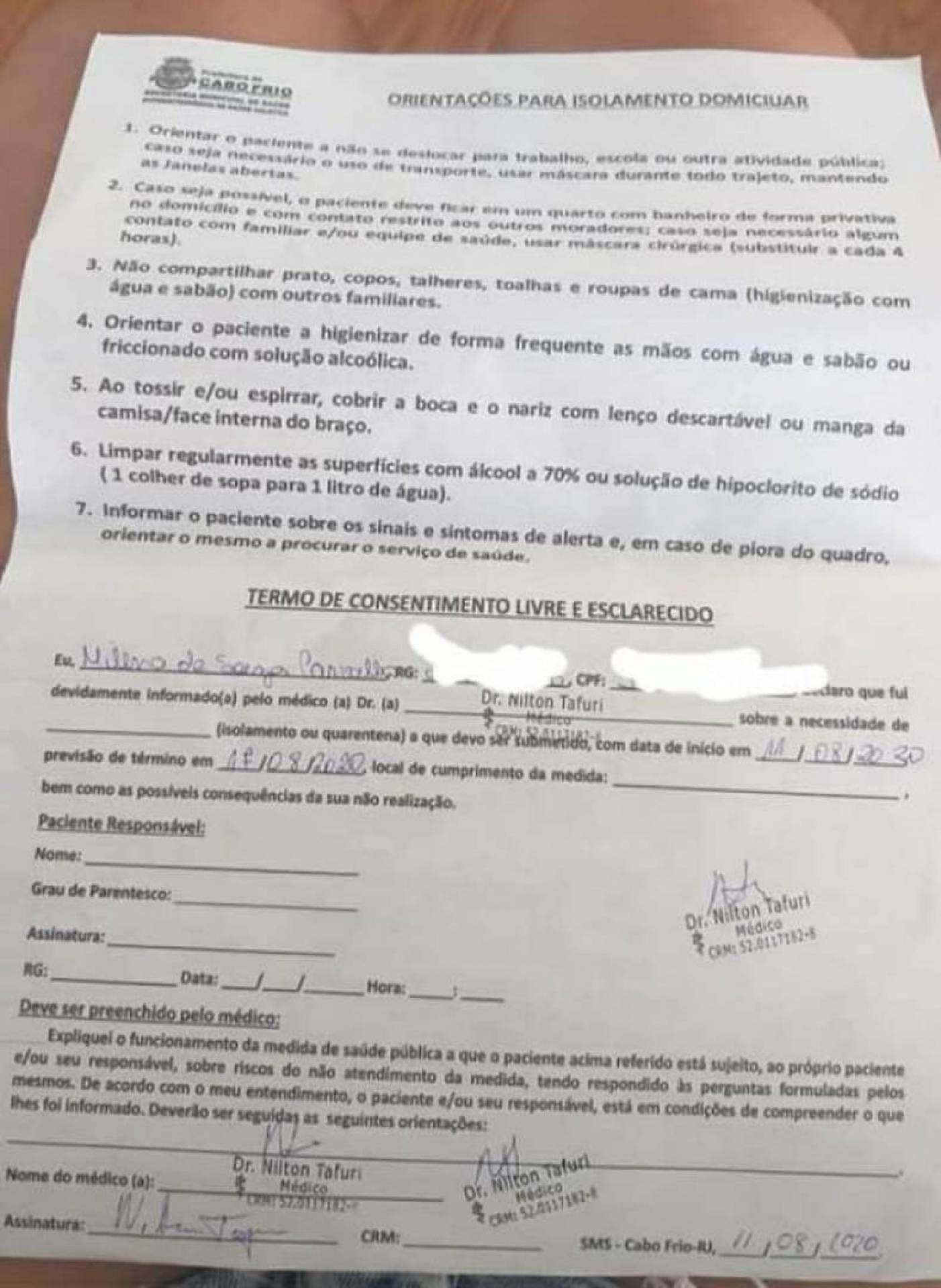 Funcionária da Saúde de Cabo Frio pega Covid-19 e é demitida 