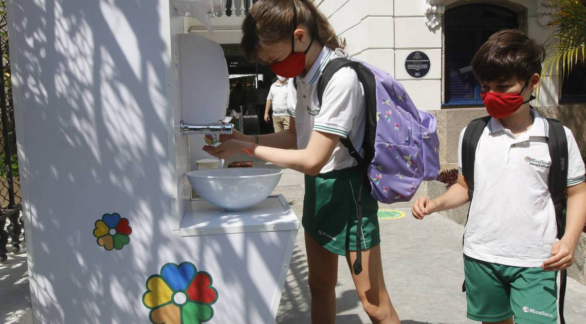 Rio de Janeiro - RJ  - 14/09/2020 - Geral - Reabertura das escolas particulares no minicipio do Rio  de Janeiro - na foto, Colegio Miraflores, na Rua das Laranjeiras, zona sul do Rio - Foto Reginaldo Pimenta / O Dia