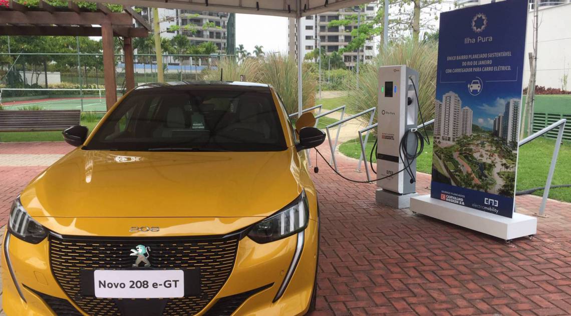 Ponto de recarga para carros elÃ©tricos Ã© um dos diferenciais da Ilha Pura na Barra da Tijuca - DivulgaÃ§Ã£o