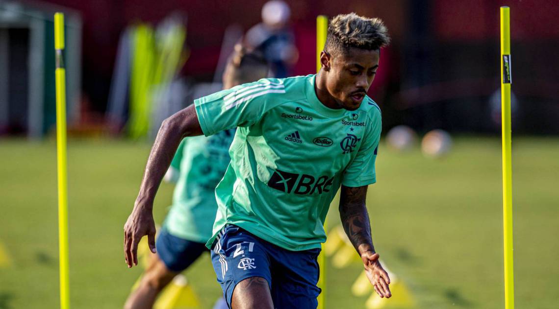 Bruno Henrique, em treino do Flamengo - MARCELO CORTES / FLAMENGO