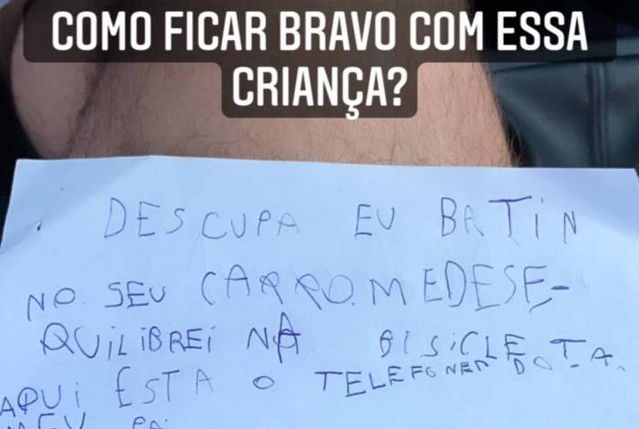 Criança de 7 anos risca carro e bilhete de desculpa viraliza: 'Como ficar bravo?'