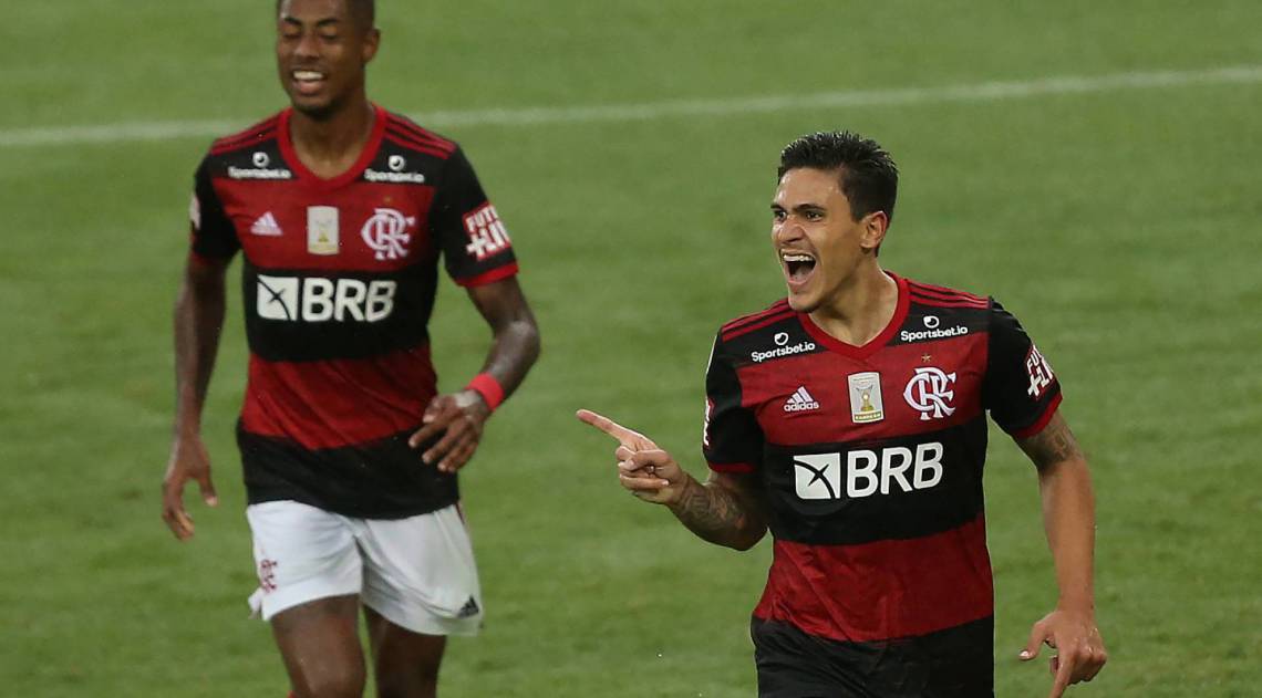 Campeonato Brasileiro.rodada 13 - FLAMENGO x ATHLETICO-PR. O Atacante Pedro comemora seu gol.  Foto de Daniel Castelo Branco. - Foto de Daniel Castelo Branco