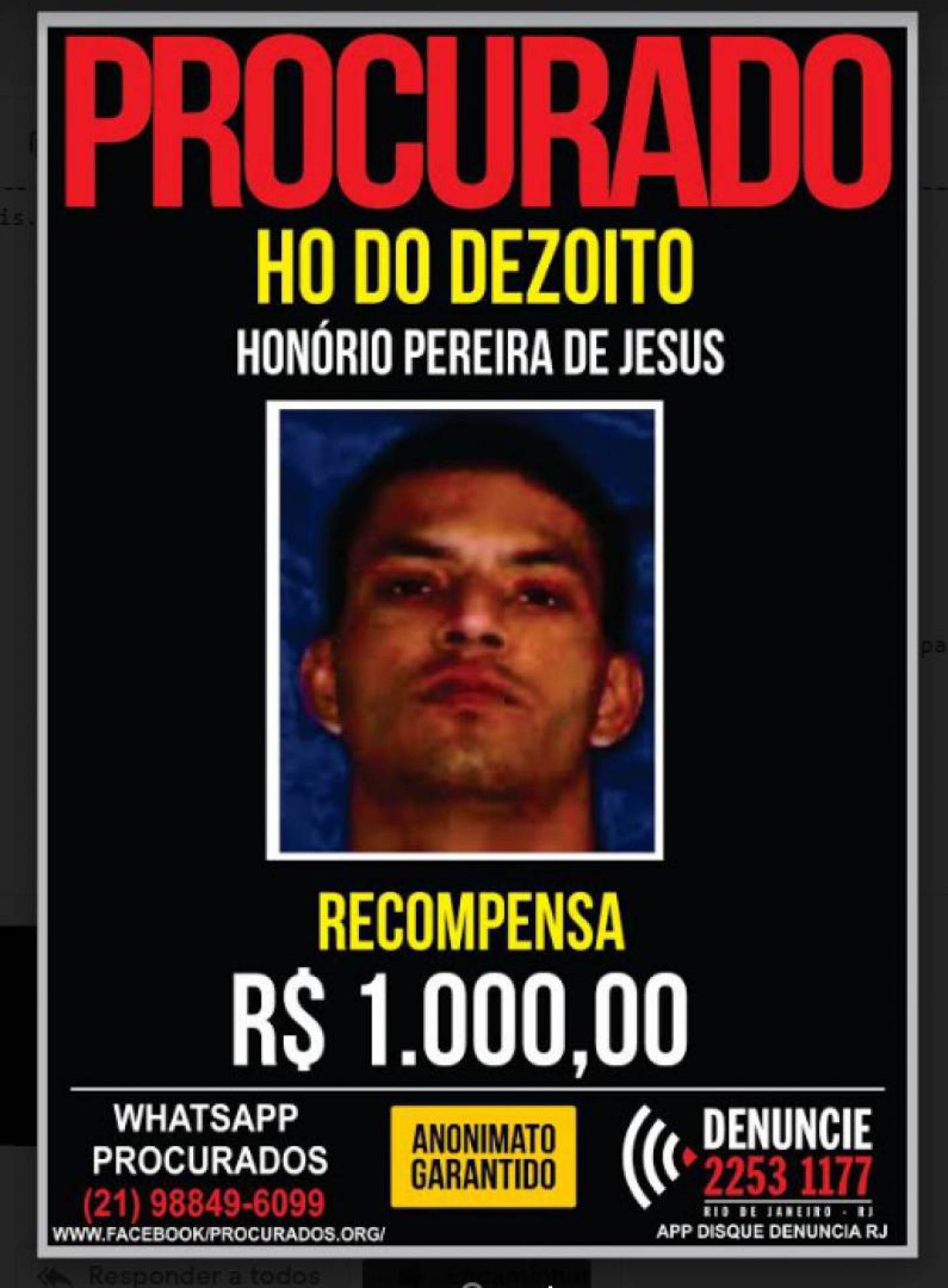 Honório teria cometido pelo menos nove assassinatos  - Disque-Denúncia / Divulgação 