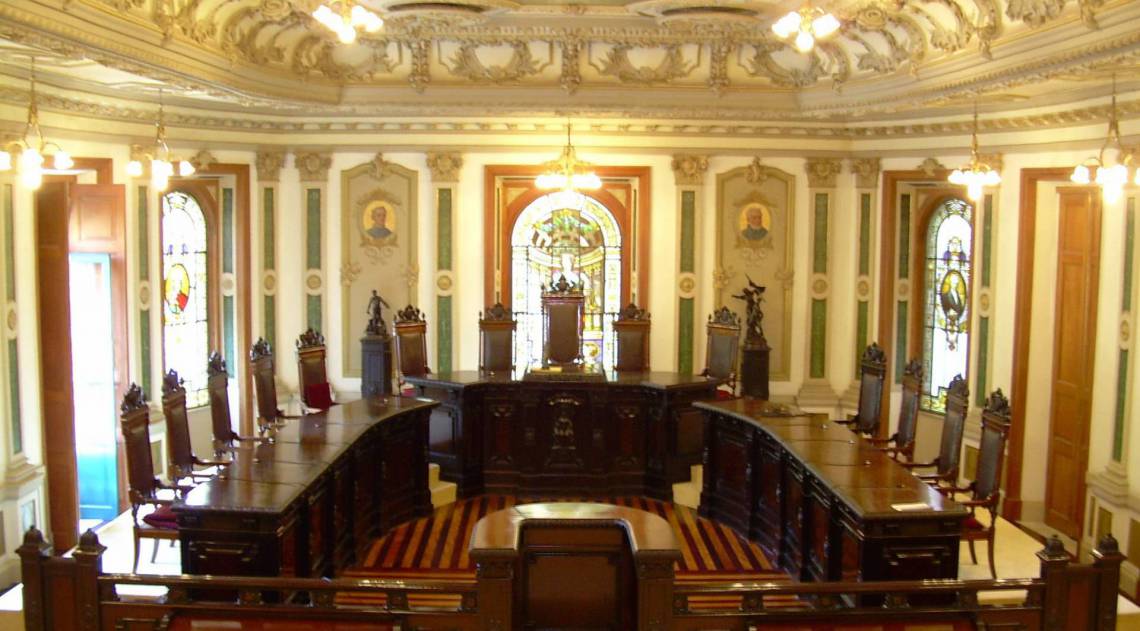 Interior do hoje Centro Cultural da Justiça Federal, antiga sede do Supremo Tribunal Federal, no Rio de Janeiro   