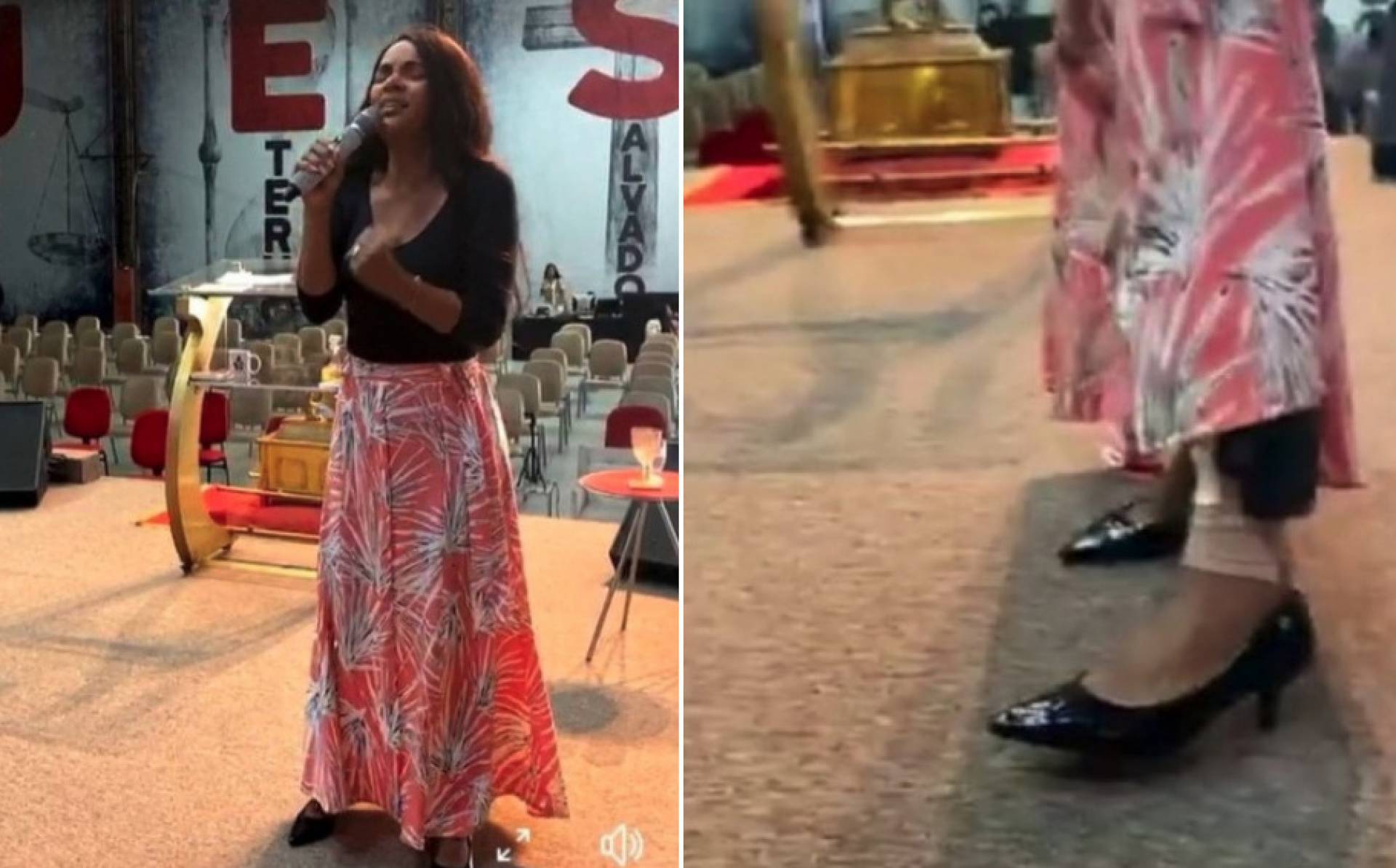 Flordelis mostra tornozeleira eletrônica durante pregação em culto: 'História inventada'